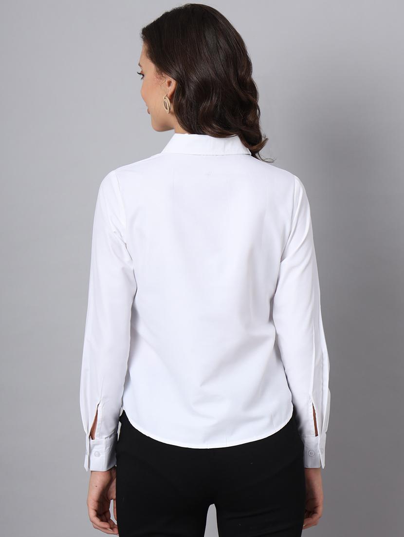 women white cotton blend regular shirt - 21345184 - Standard Image - 3