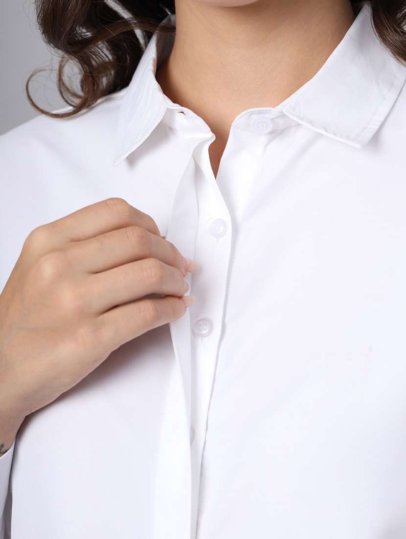 women white cotton blend regular shirt - 21345184 - Standard Image - 5