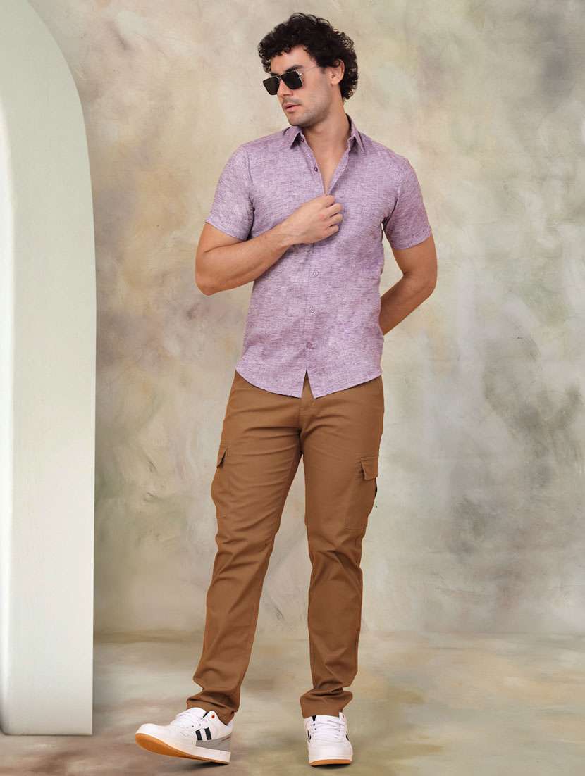 purple solid casual shirt - 21345419 -  Standard Image - 3