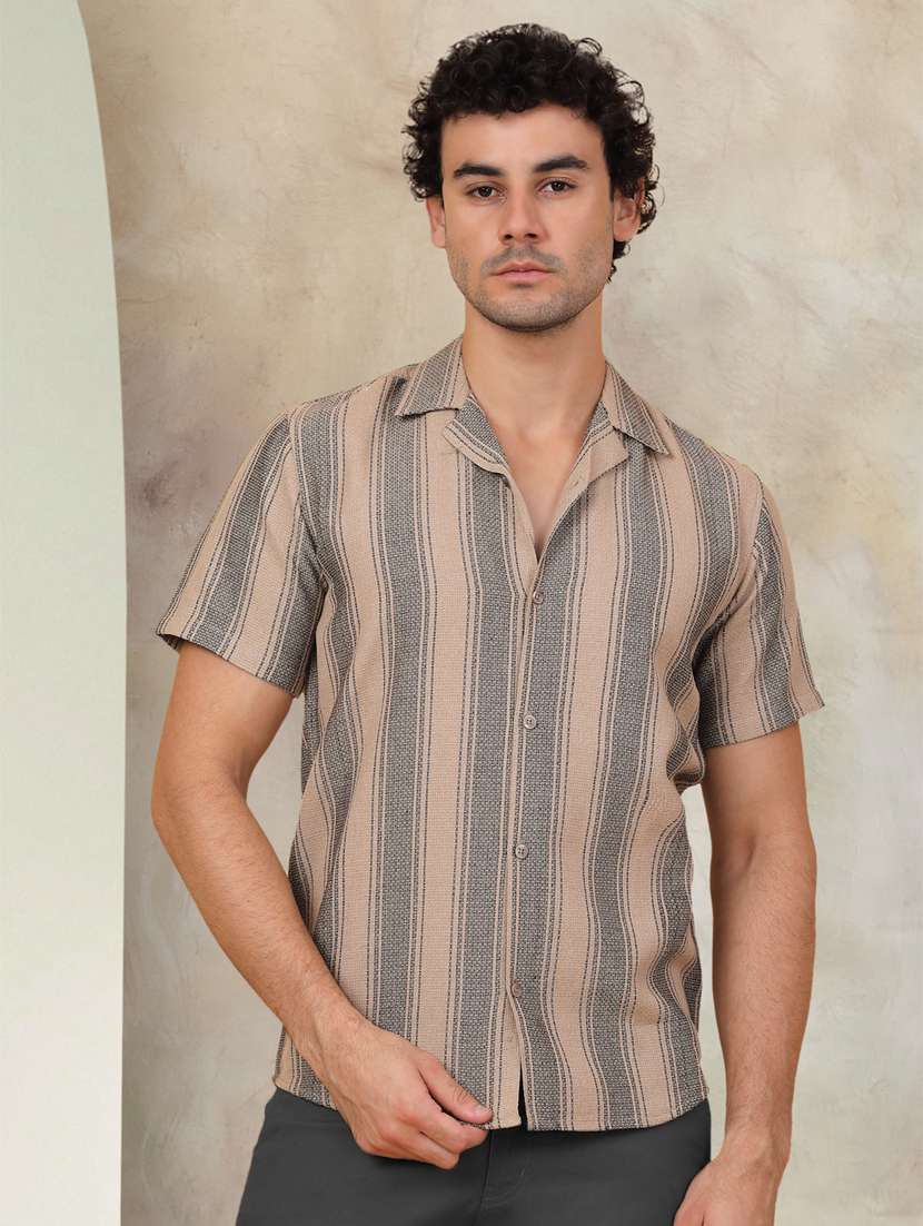 men striped cotton casual shirt