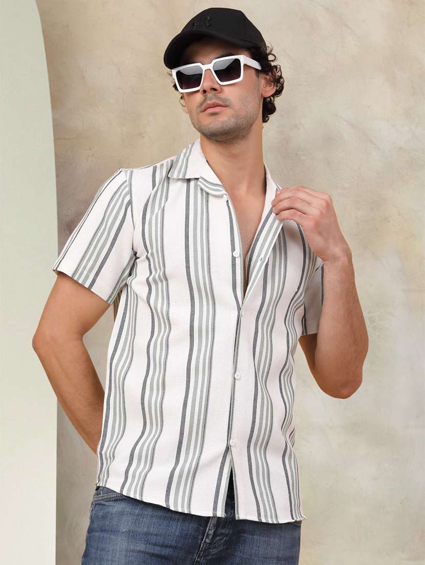 men striped cotton casual shirt