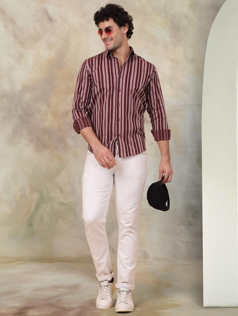 men striped cotton casual shirt - 21345451 - Standard Image - 3