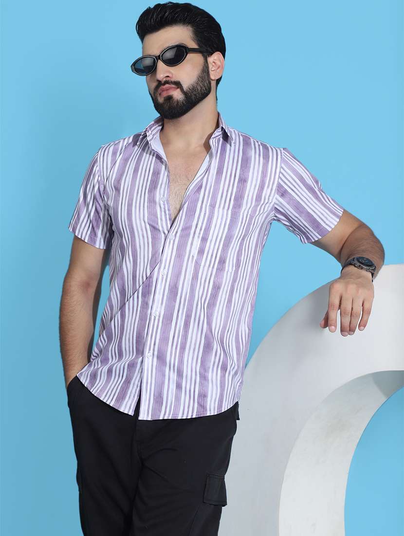 men striped cotton casual shirt