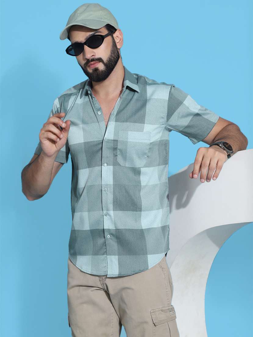 men checkered cotton casual shirt