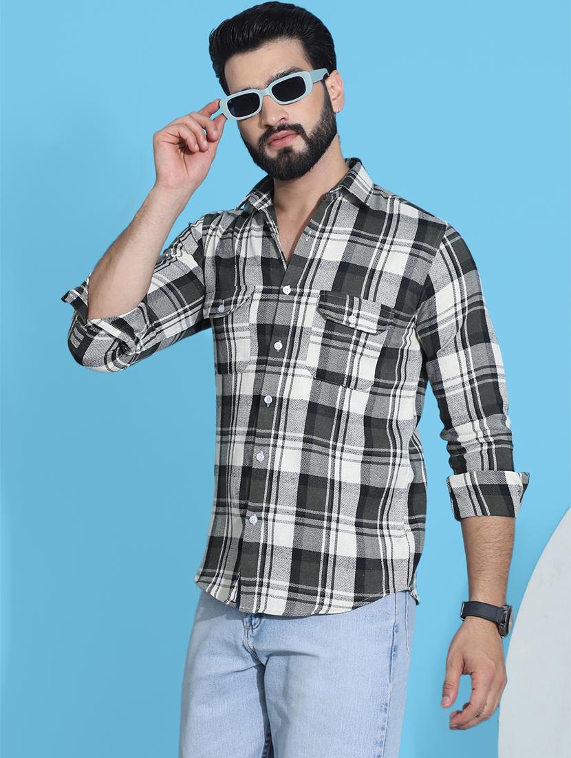 men checkered cotton casual shirt - 21345462 -  Zoom Image - 0