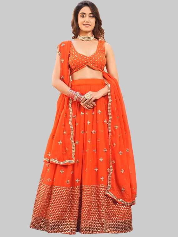 women semi-stitched lehenga choli with dupatta