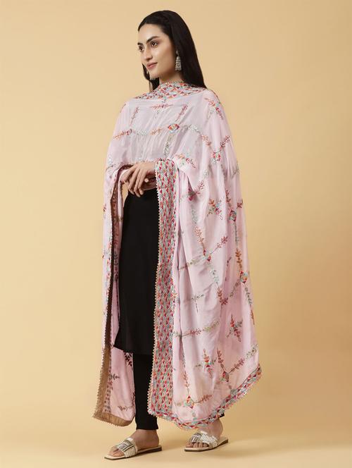 rosewater embroidered dupatta - 21345587 - Standard Image - 0