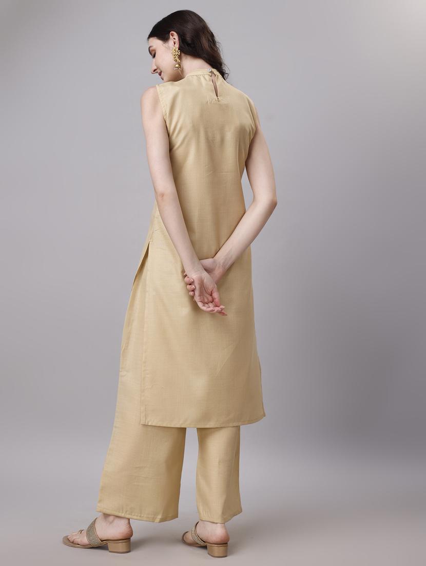 cream cotton kurta pant set - 21345652 - Standard Image - 3