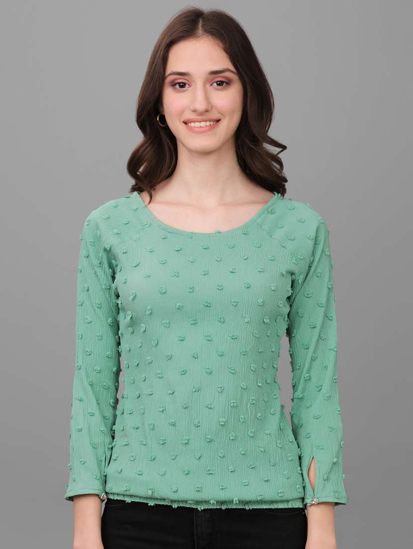 women green georgette regular top - 21345674 - Standard Image - 5
