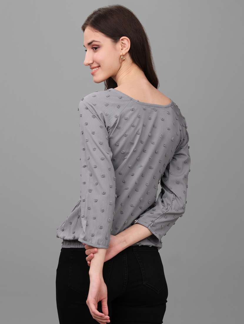 women grey georgette regular top - 21345676 - Standard Image - 3