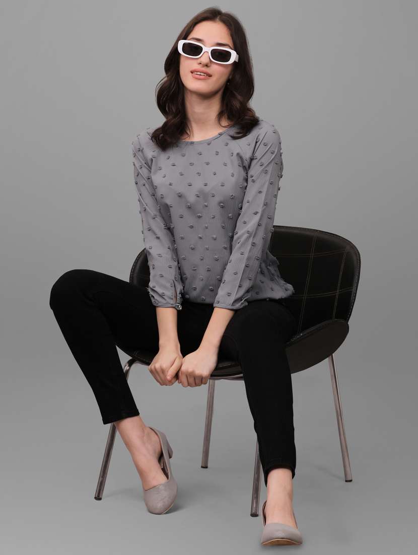 women grey georgette regular top - 21345676 - Standard Image - 5