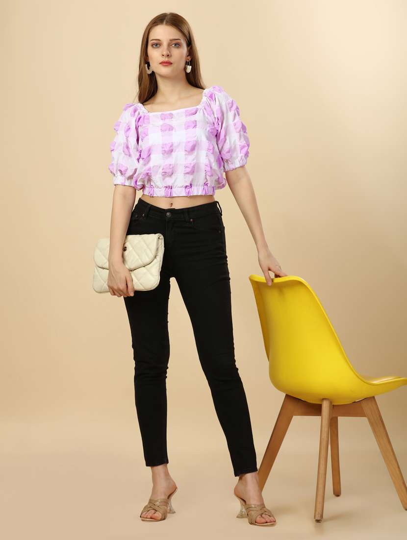 women purple silk blend crop top - 21345678 -  Standard Image - 5