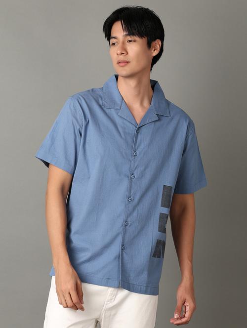 men printed collared short sleeves casual shirt - 21347261 - Standard Image - 0