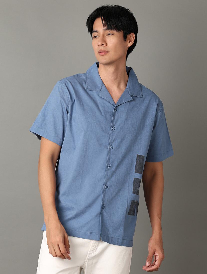 men printed collared short sleeves casual shirt - 21347261 - Zoom Image - 0