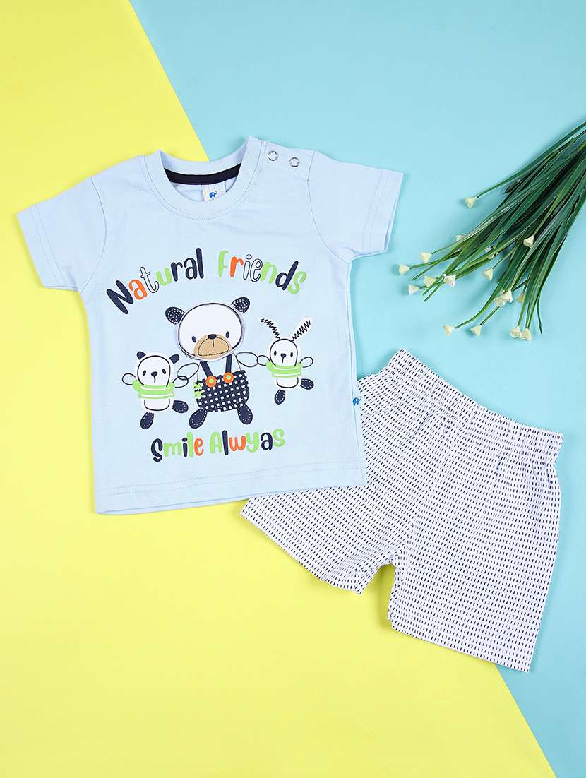 boy printed cotton shorts set twin set