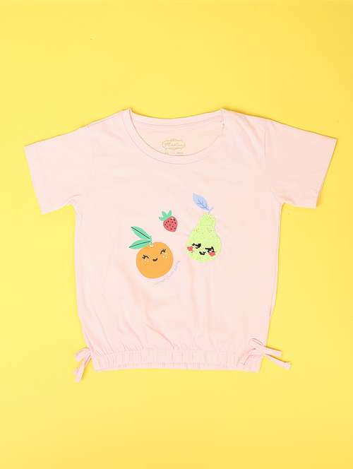 girls pink cotton regular tee - 21347333 - Standard Image - 0
