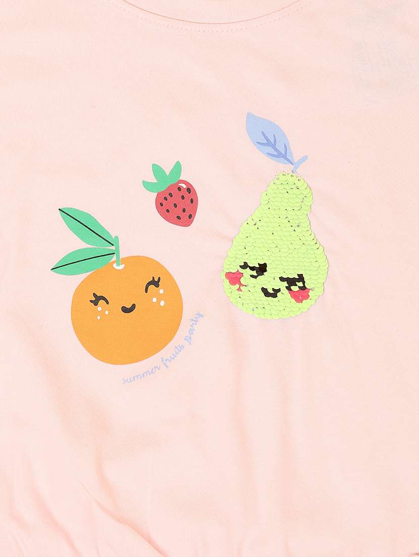 girls pink cotton regular tee - 21347333 - Standard Image - 3