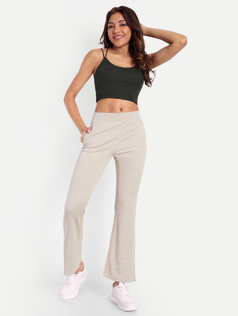 women mid-rise solid flat front trouser - 21347499 - Standard Image - 3