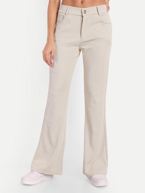 women beige solid bootcut trouser - 21347532 -  Standard Image - 0