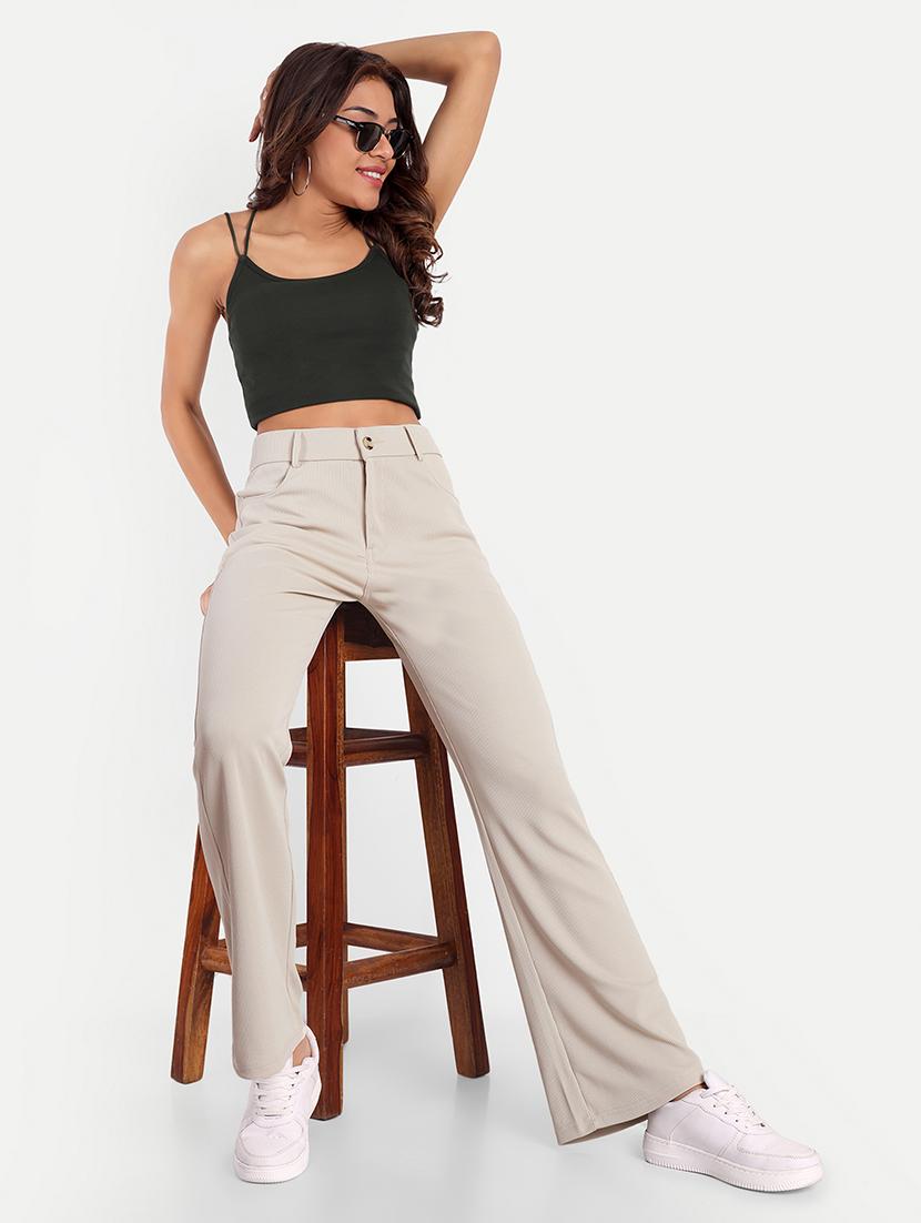 women beige solid bootcut trouser - 21347532 - Standard Image - 3
