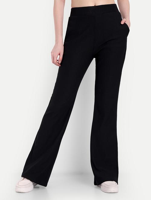 women black cotton blend bootcut trouser - 21347612 -  Standard Image - 0