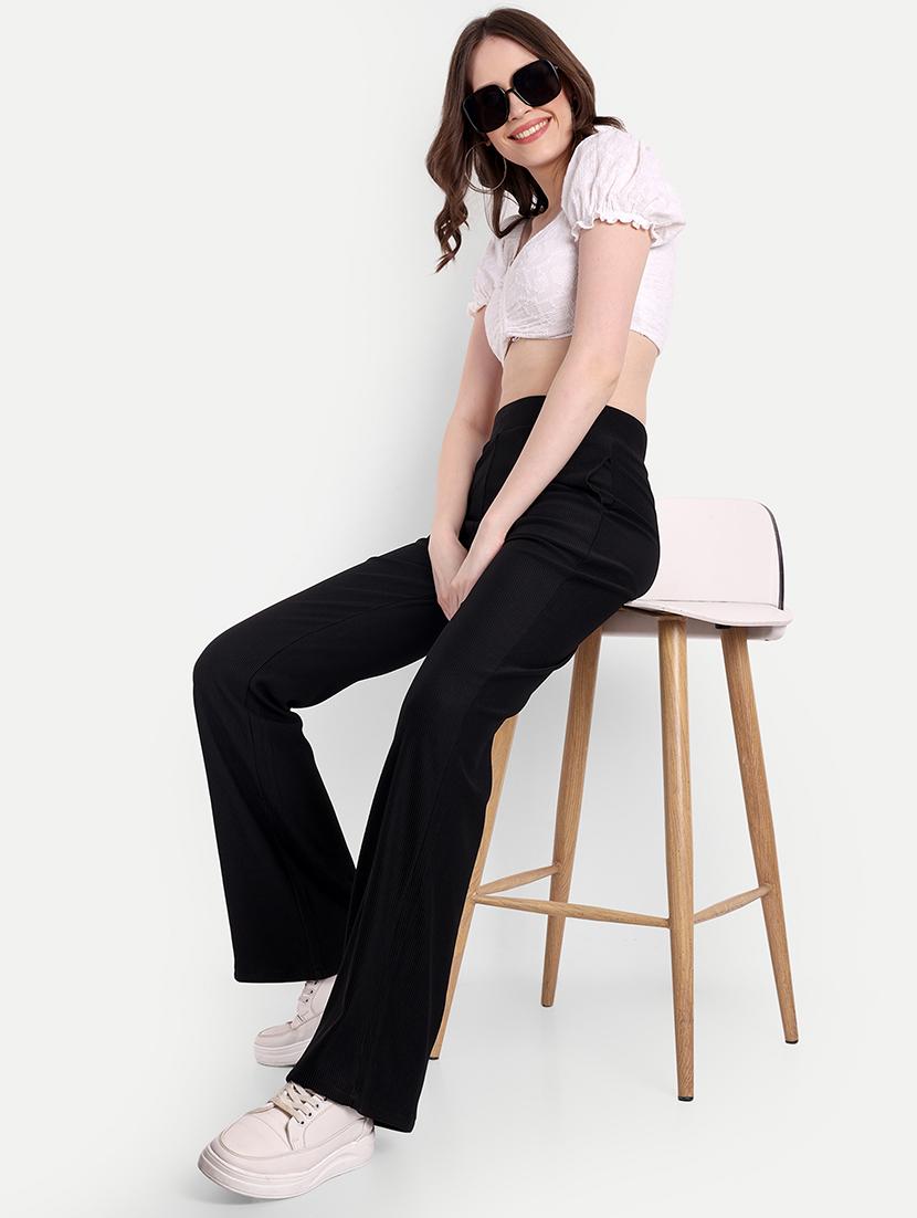 women black cotton blend bootcut trouser - 21347612 - Standard Image - 3