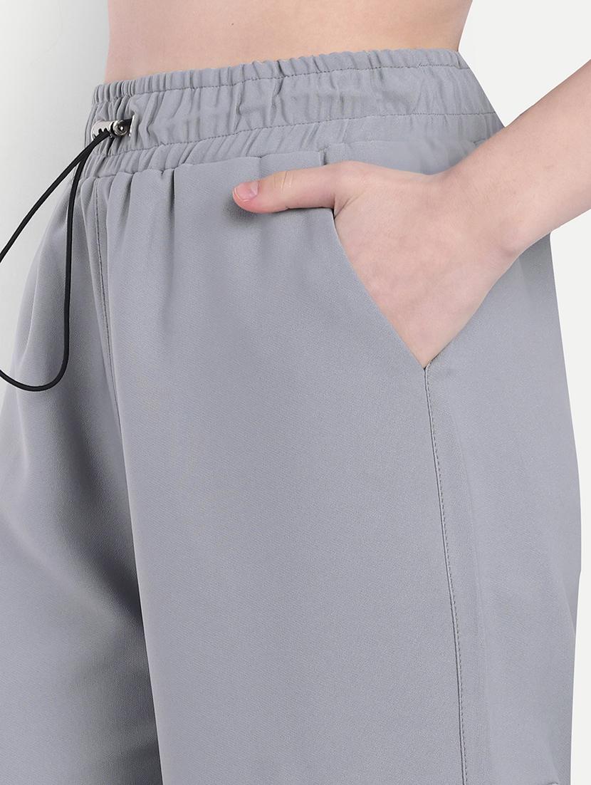 women grey cotton blend parachute pant - 21347638 - Standard Image - 5