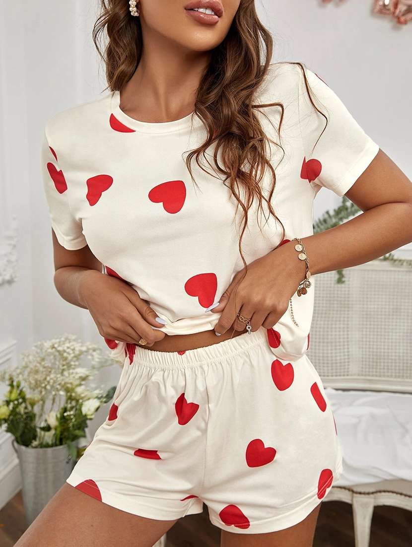 women printed shorts nightwear set - 21347760 -  Standard Image - 3
