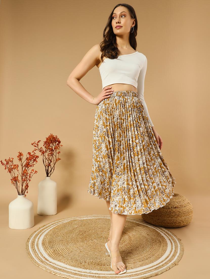 women printed high rise a-line skirt - 21347781 - Standard Image - 3