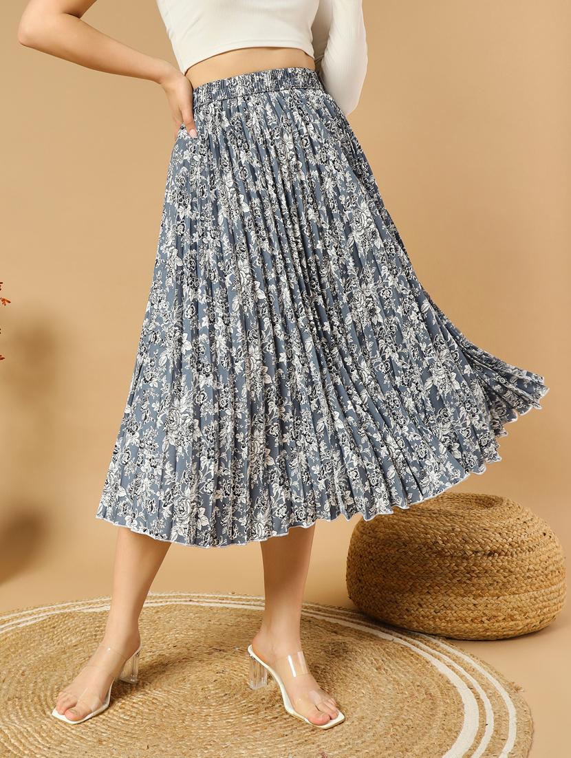 women printed high rise a-line skirt