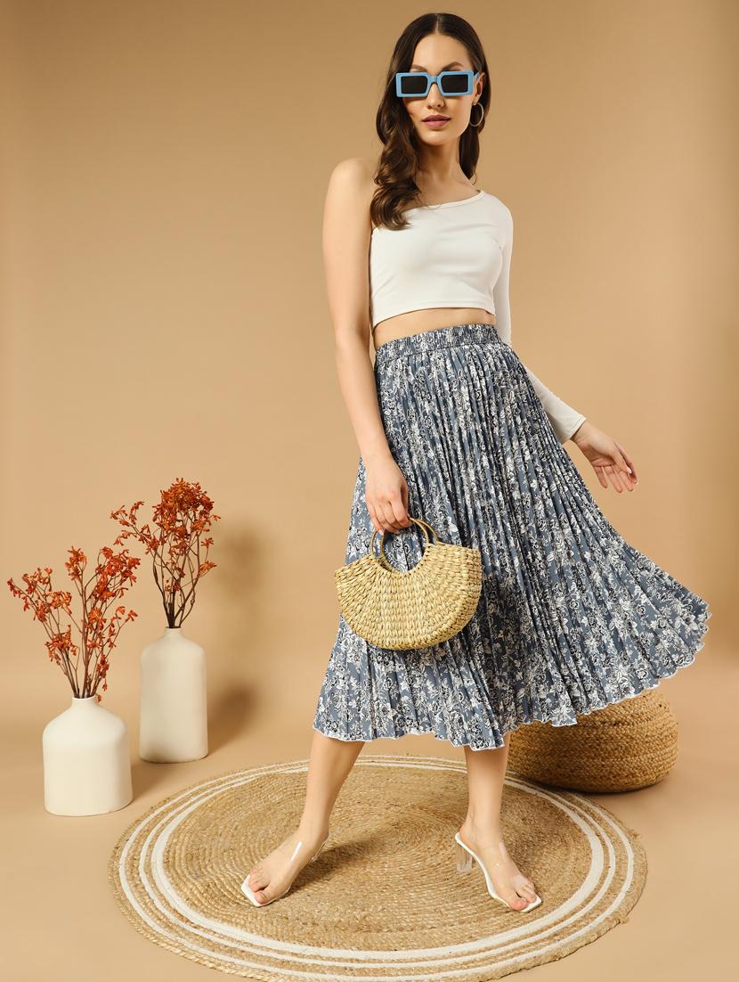women printed high rise a-line skirt - 21347782 - Standard Image - 3