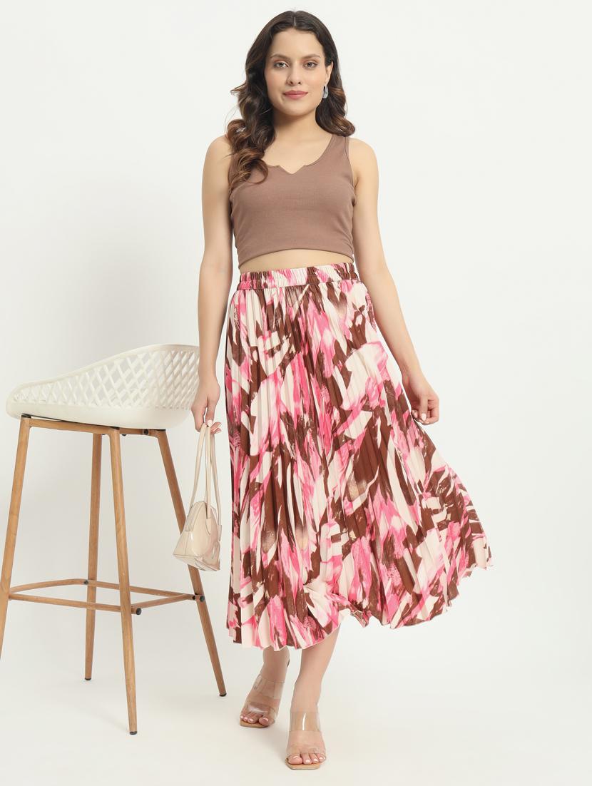 women printed high rise a-line skirt - 21347805 - Standard Image - 3