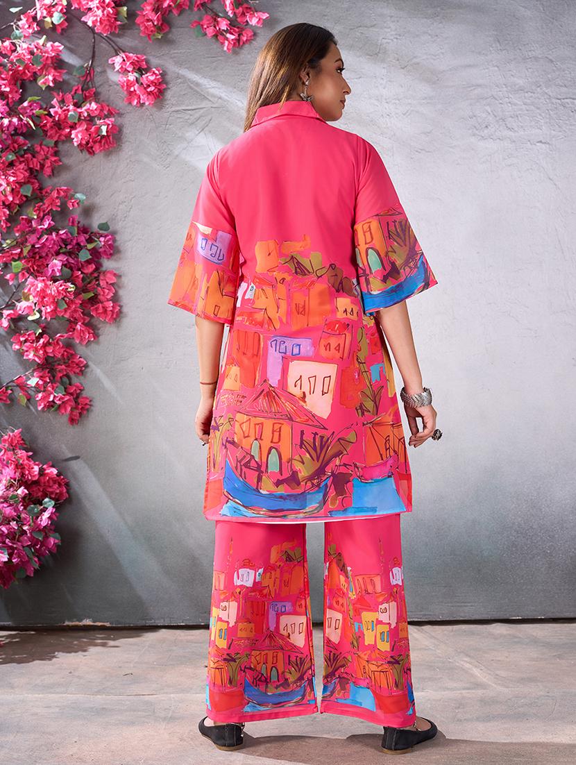 pink georgette coord set - 21348593 - Standard Image - 3