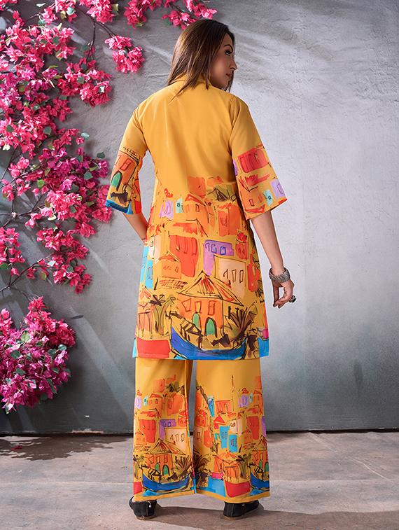 yellow georgette coord set - 21348594 - Standard Image - 3