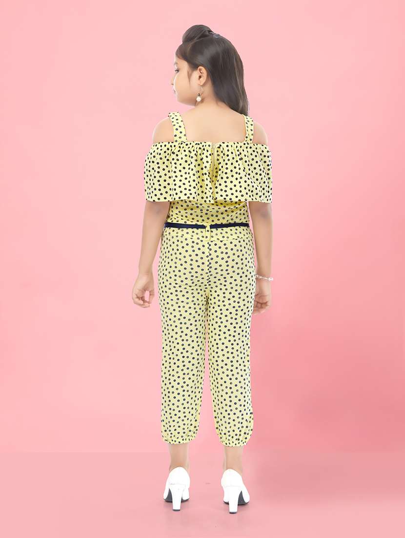 girls yellow cotton blend full length jumpsuit - 21348787 -  Standard Image - 3