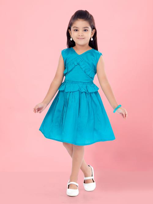 turquoise solid a-line frock - 21348807 -  Standard Image - 0