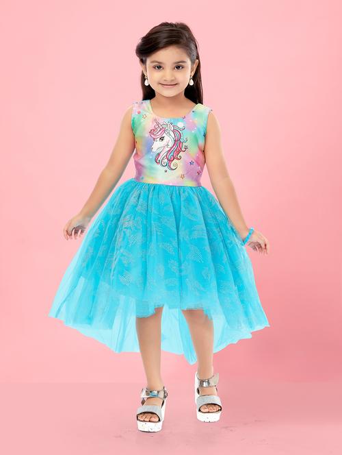 girls printed high low frock - 21348811 - Standard Image - 0