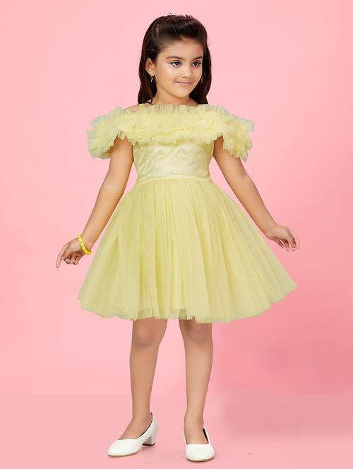 girls net fit and flare frock - 21348815 -  Standard Image - 0