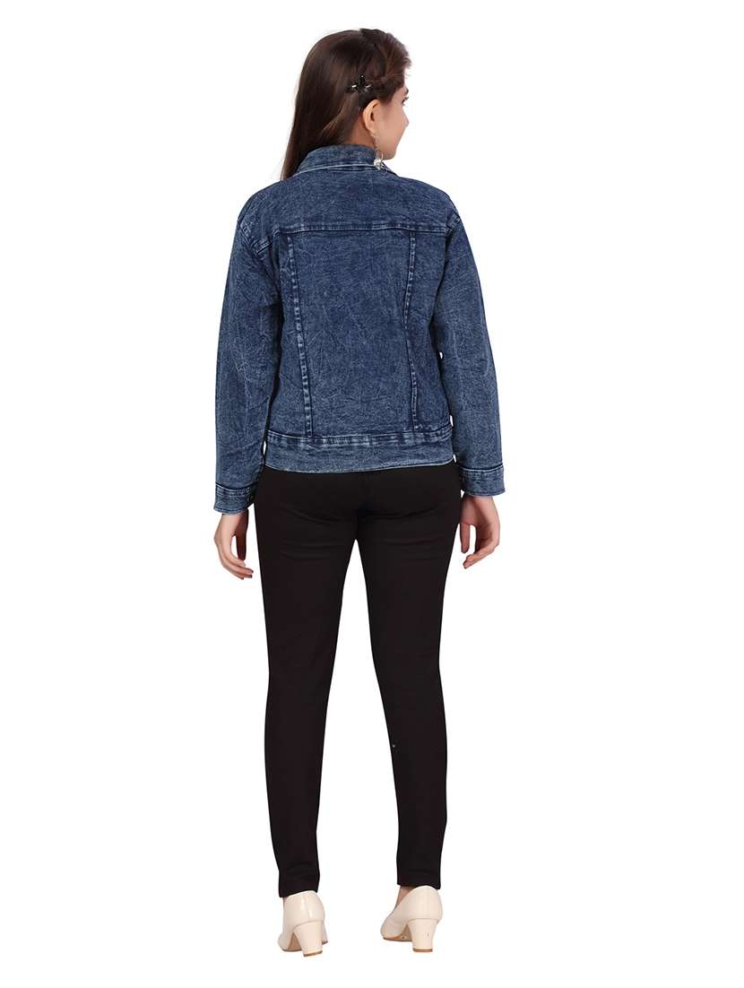 girls blue self-designed denim jacket - 21348832 - Standard Image - 3