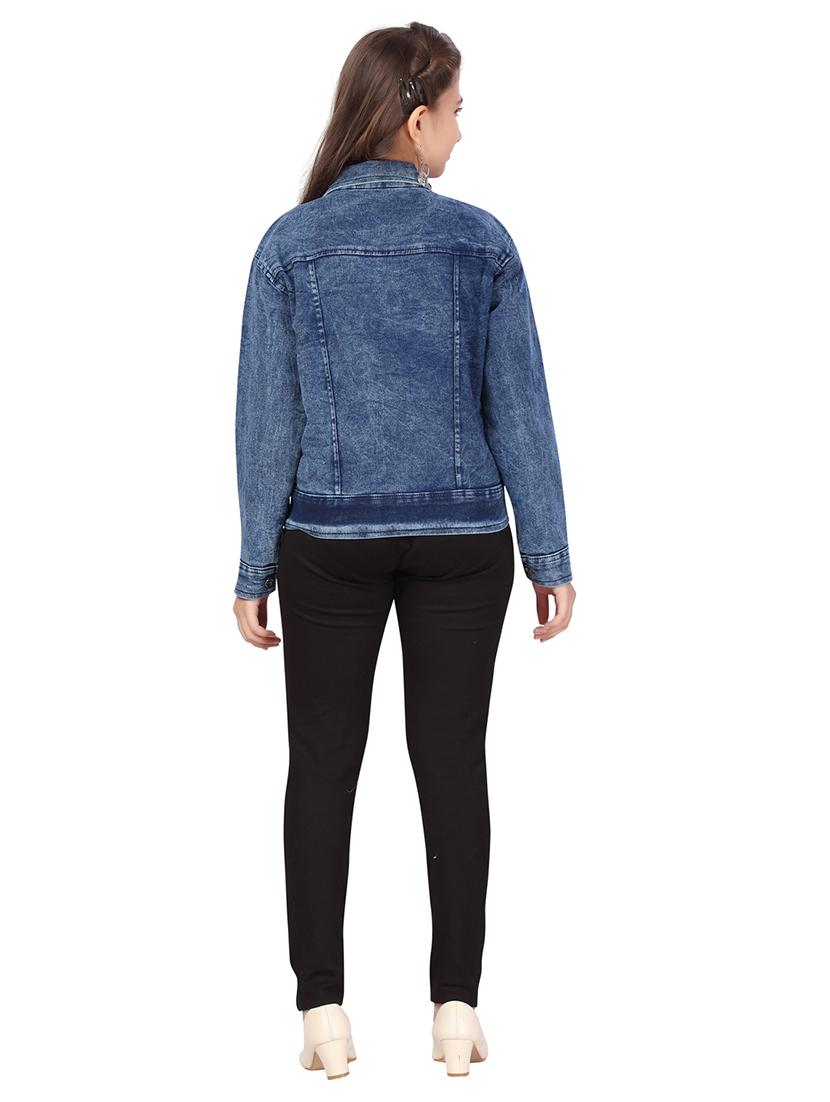 girls blue denim regular jacket - 21348833 - Standard Image - 3