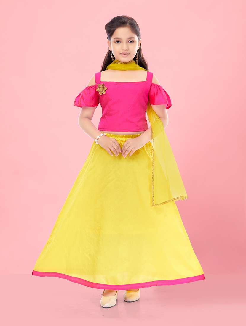 girls pink silk lehenga choli