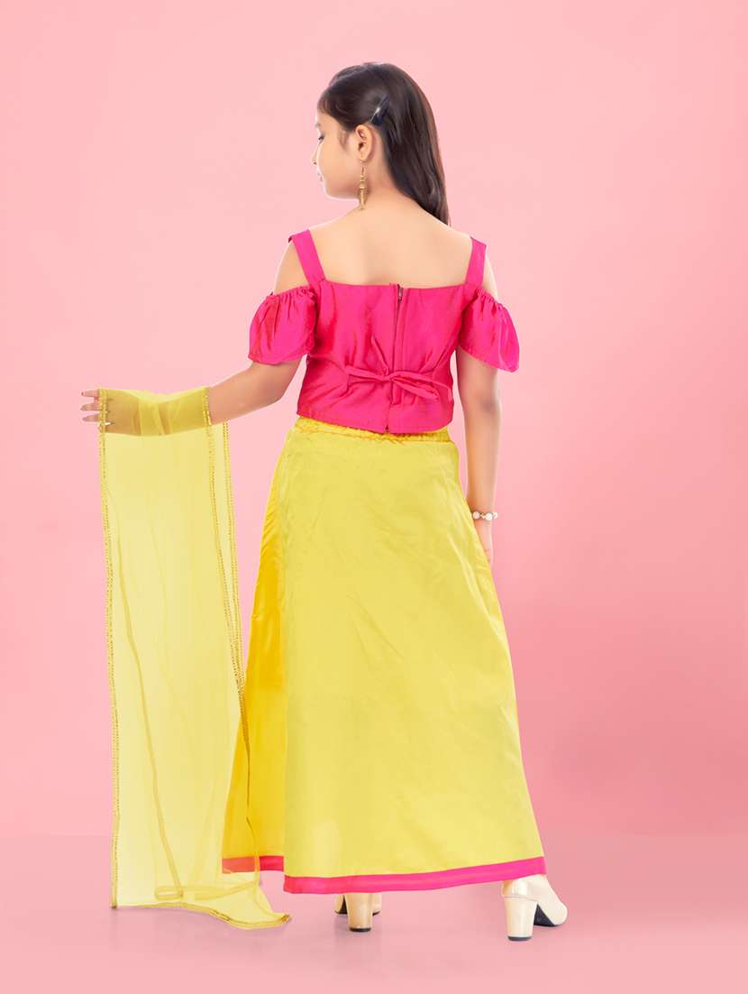 girls pink silk lehenga choli - 21348846 -  Standard Image - 3