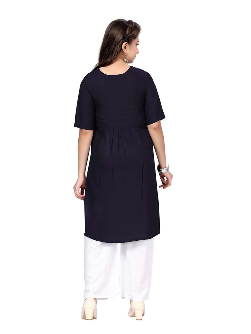 girls self-designed kurta palazzo suit set - 21348936 - Standard Image - 3