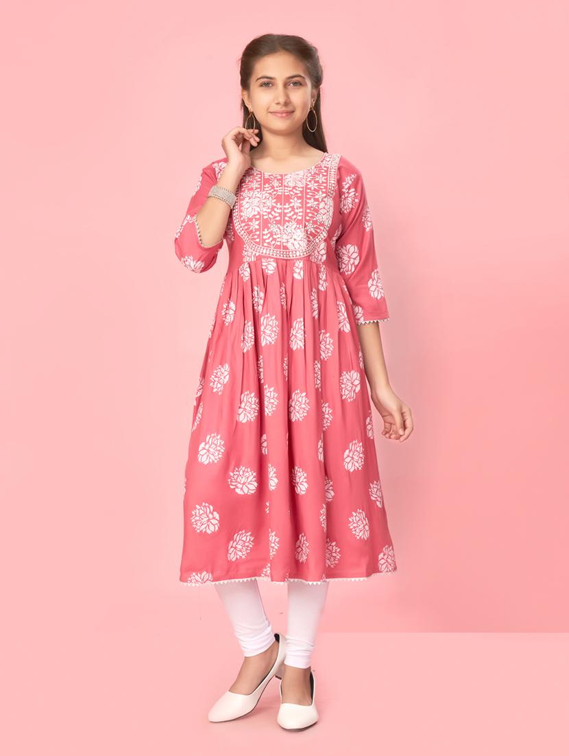 girls self-designed kurta legging suit set - 21348943 - Zoom Image - 0