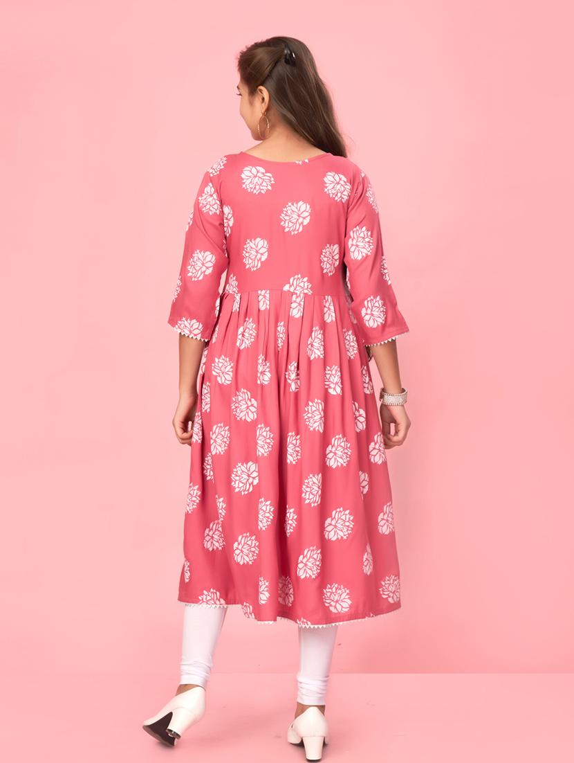 girls self-designed kurta legging suit set - 21348943 - Standard Image - 3
