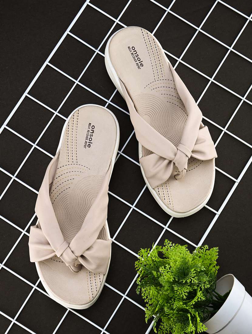 women beige slip on sandal