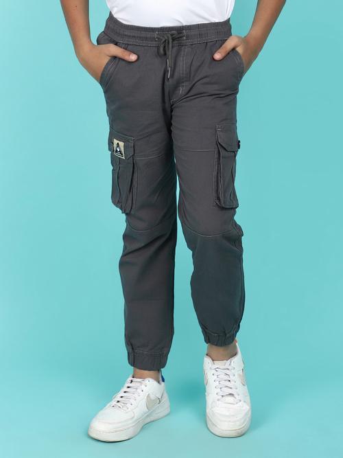 grey cotton solid cargo pants - 21349445 - Standard Image - 0