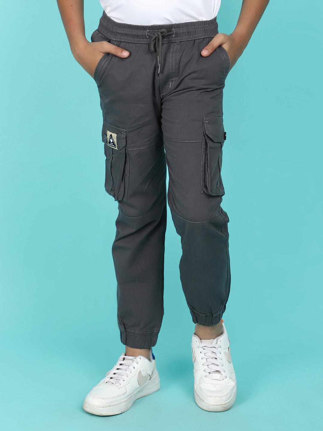 grey cotton solid cargo pants - 21349445 - Zoom Image - 0