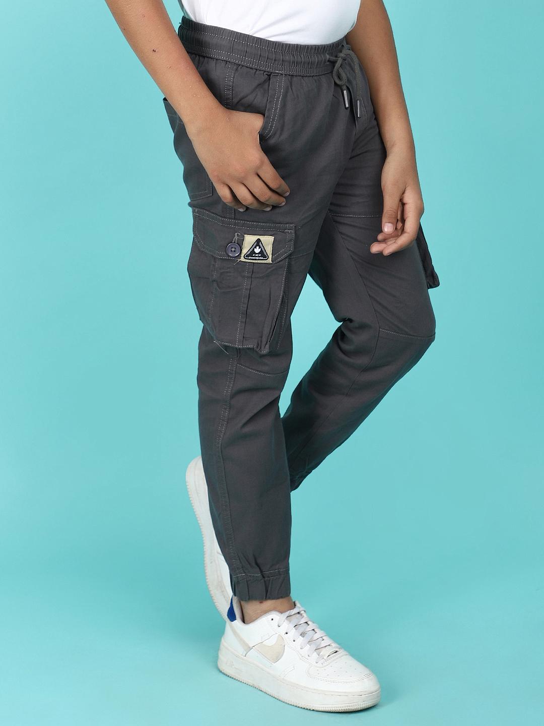 grey cotton solid cargo pants - 21349445 - Standard Image - 3
