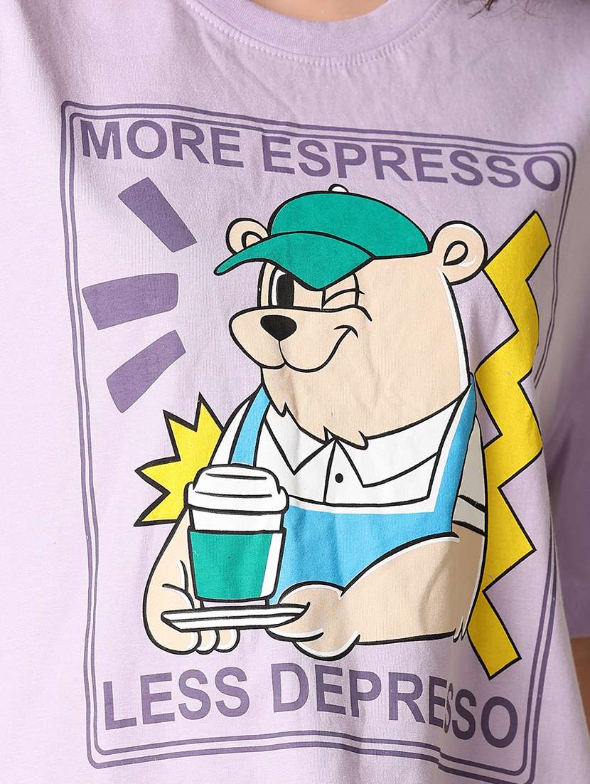 women lavender printed crop t-shirt - 21349615 -  Standard Image - 5